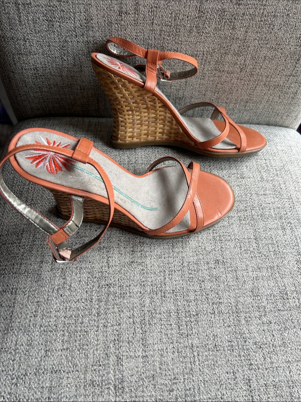 Bandolino Wedge Sandal Heels in Terracotta Orange - Women's Strappy Wedge